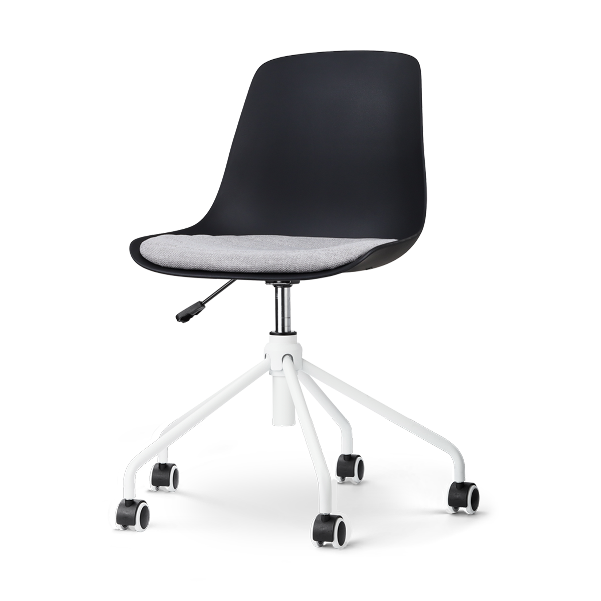 Nout-Liv bureaustoel zwart met lichtgrijs zitkussen - wit onderstel