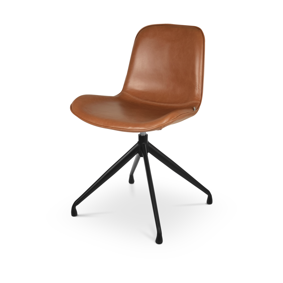 Nola-Fé draaibare eetkamerstoel kunstleer cognac - zwart onderstel