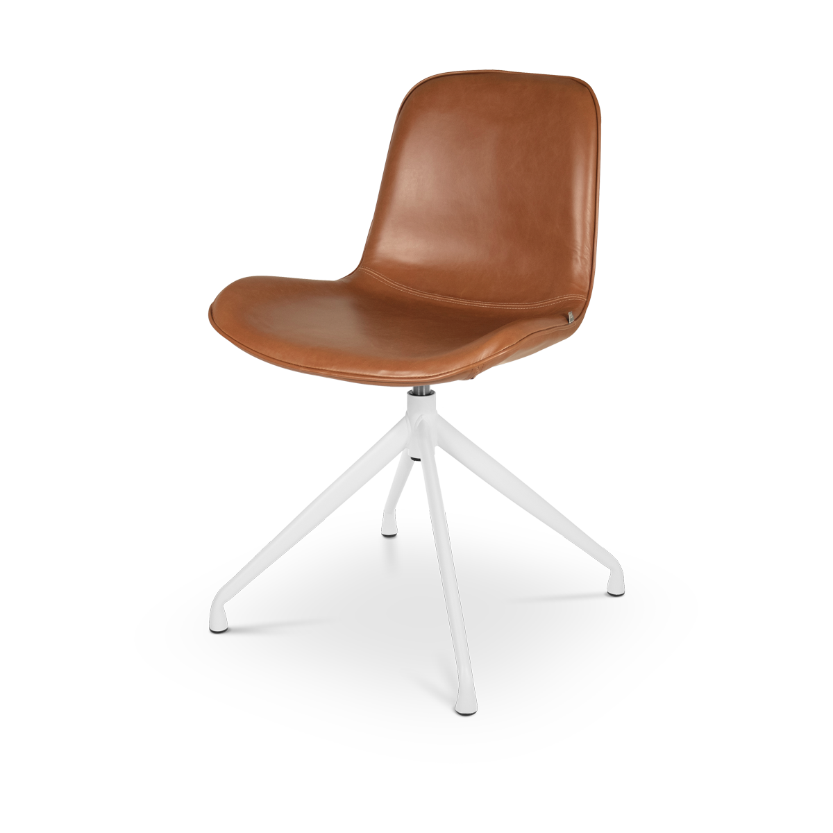 Nola-Fé draaibare eetkamerstoel kunstleer cognac - wit onderstel