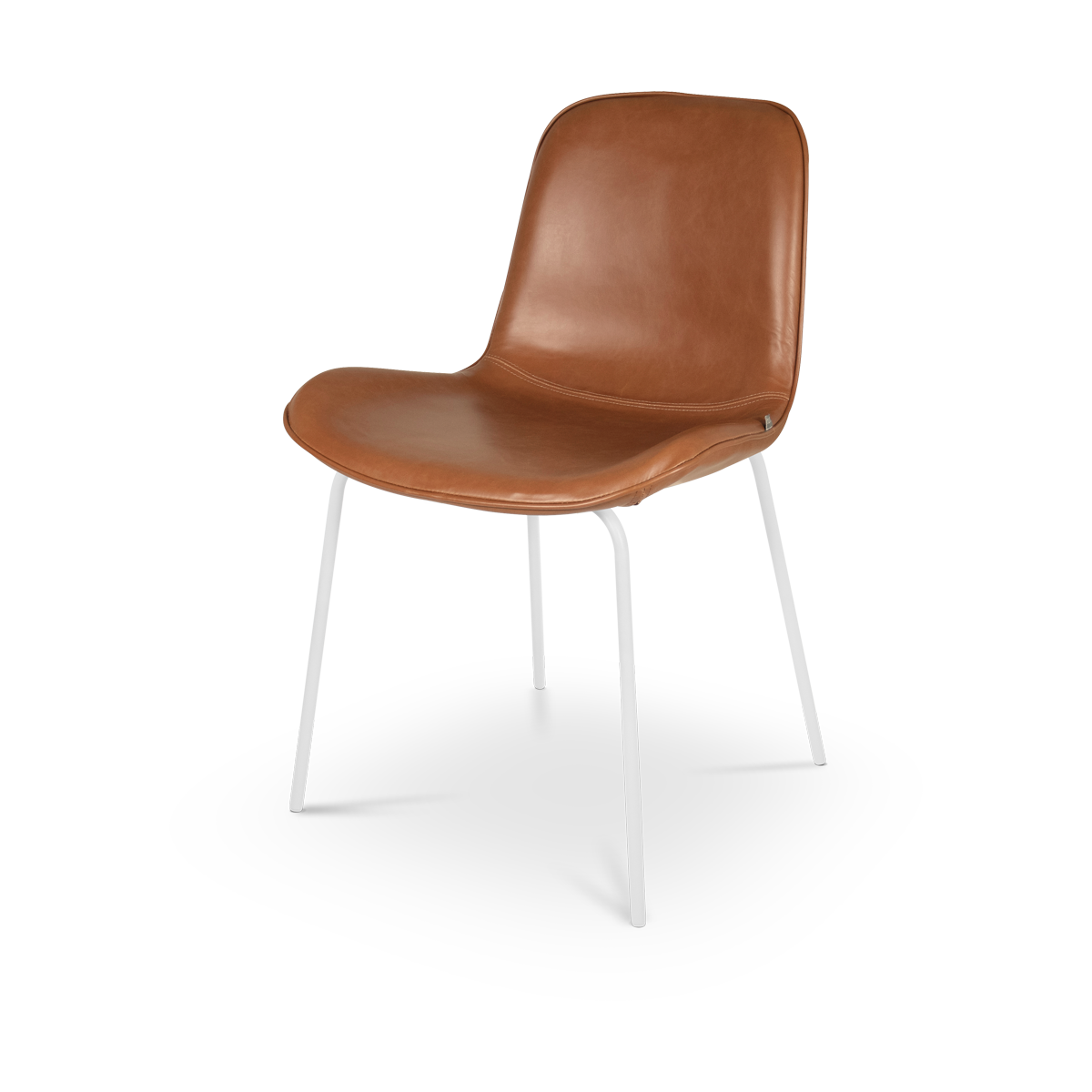 Nora-Fé eetkamerstoel kunstleer cognac - wit onderstel
