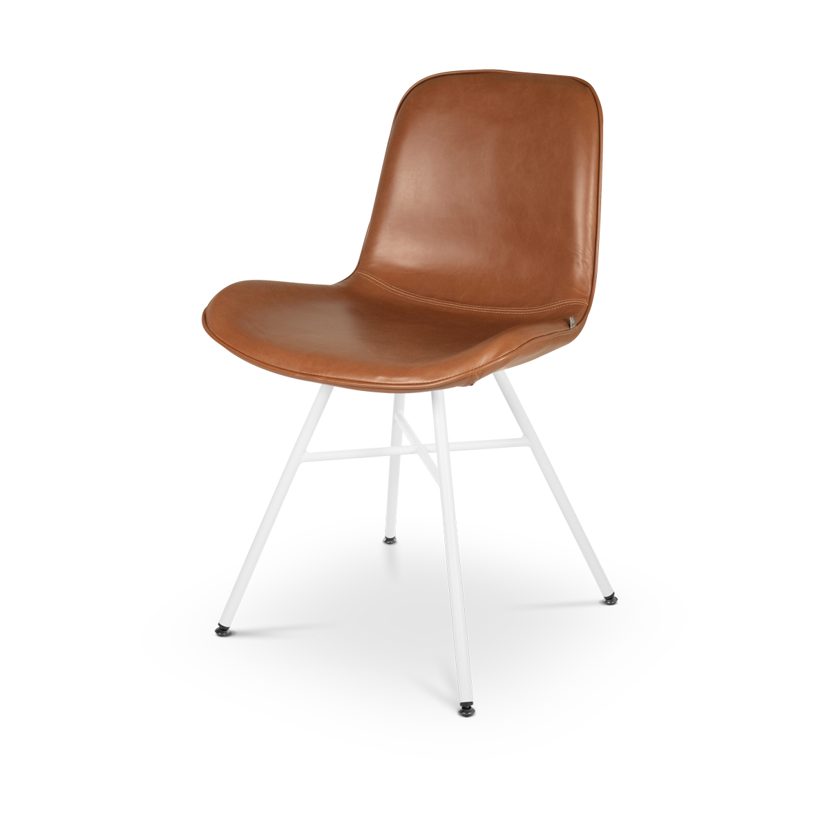 Noa-Fé eetkamerstoel kunstleer cognac - wit onderstel