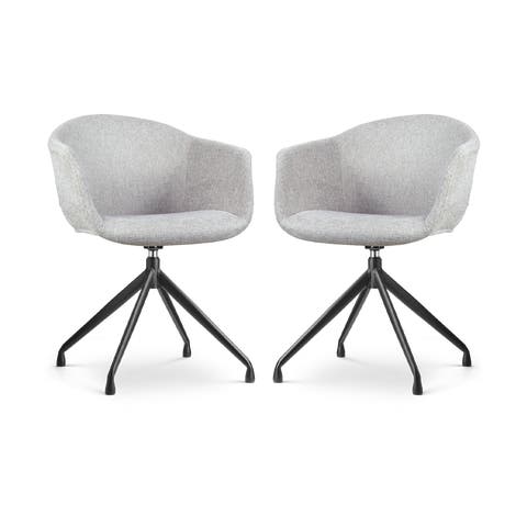 Nola-Otis draaibare eetkamerstoel lichtgrijs - zwart onderstel - set van 2
