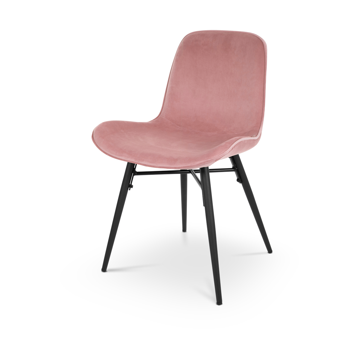 Nova-Fé eetkamerstoel velvet roze - zwart onderstel - set van 2