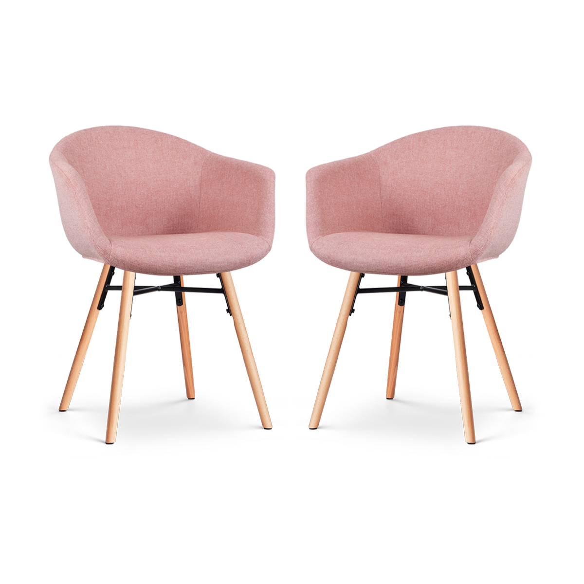 Nena-Otis eetkamerstoel zacht roze - houten onderstel - set van 2