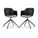 Nola-Liz draaibare eetkamerstoel zwart met lichtgrijs zitkussen - zwart onderstel - set van 2