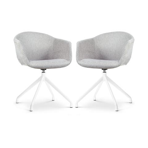 Nola-Otis draaibare eetkamerstoel lichtgrijs - wit onderstel - set van 2