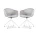 Nola-Otis draaibare eetkamerstoel lichtgrijs - wit onderstel - set van 2