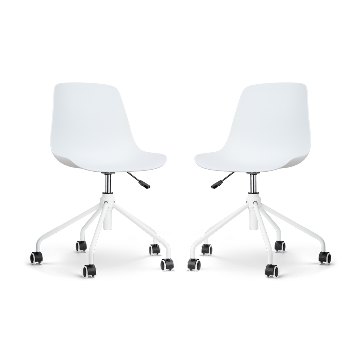 Nout-Pip bureaustoel wit - wit onderstel - set van 2