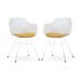 Noa-Liz eetkamerstoel wit met okergeel zitkussen - wit onderstel - set van 2