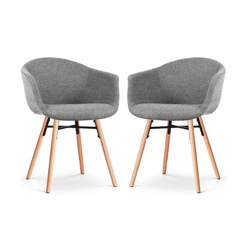 Nena-Otis eetkamerstoel donkergrijs - houten onderstel - set van 2