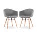 Nena-Otis eetkamerstoel donkergrijs - houten onderstel - set van 2