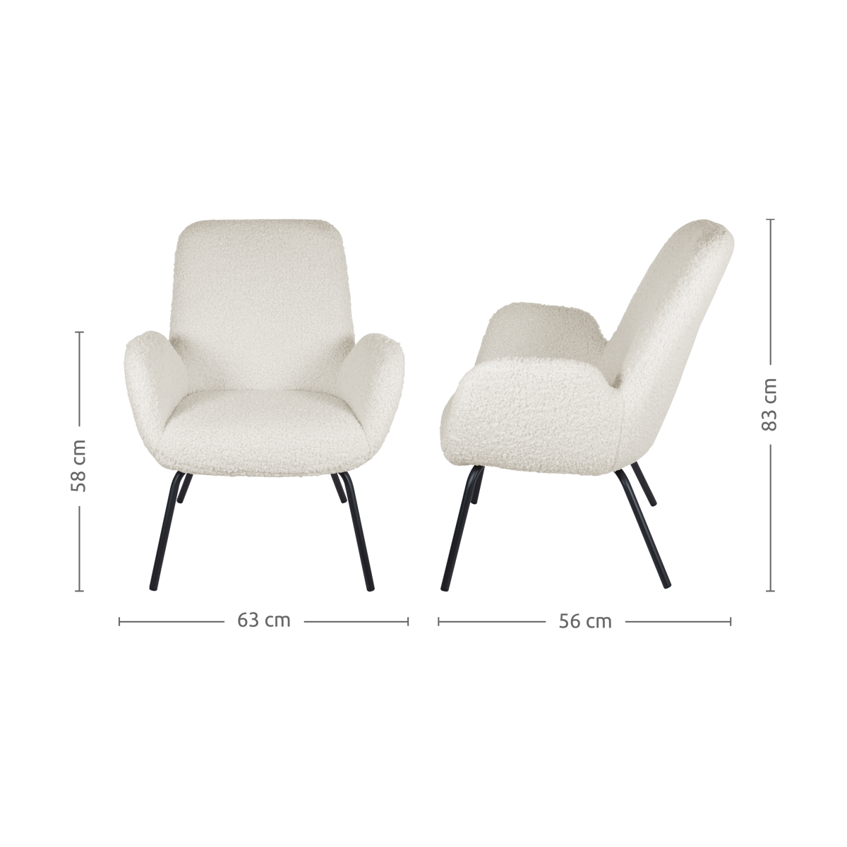 Ninte fauteuil teddy gebroken wit