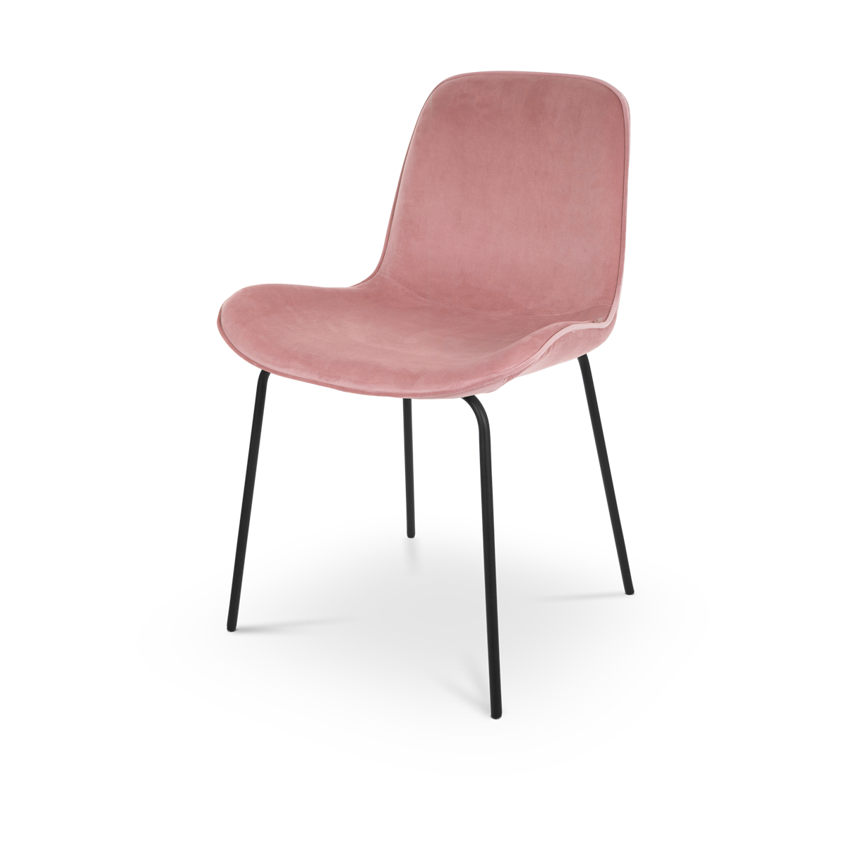 Nora-Fé eetkamerstoel velvet roze - zwart onderstel - set van 2