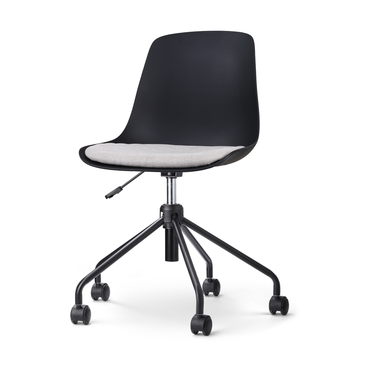 Nout-Liv bureaustoel zwart met beige zitkussen - zwart onderstel