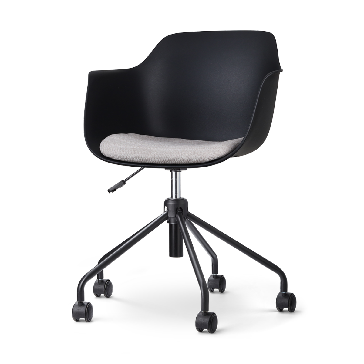 Nout-Liz bureaustoel zwart met beige zitkussen - zwart onderstel