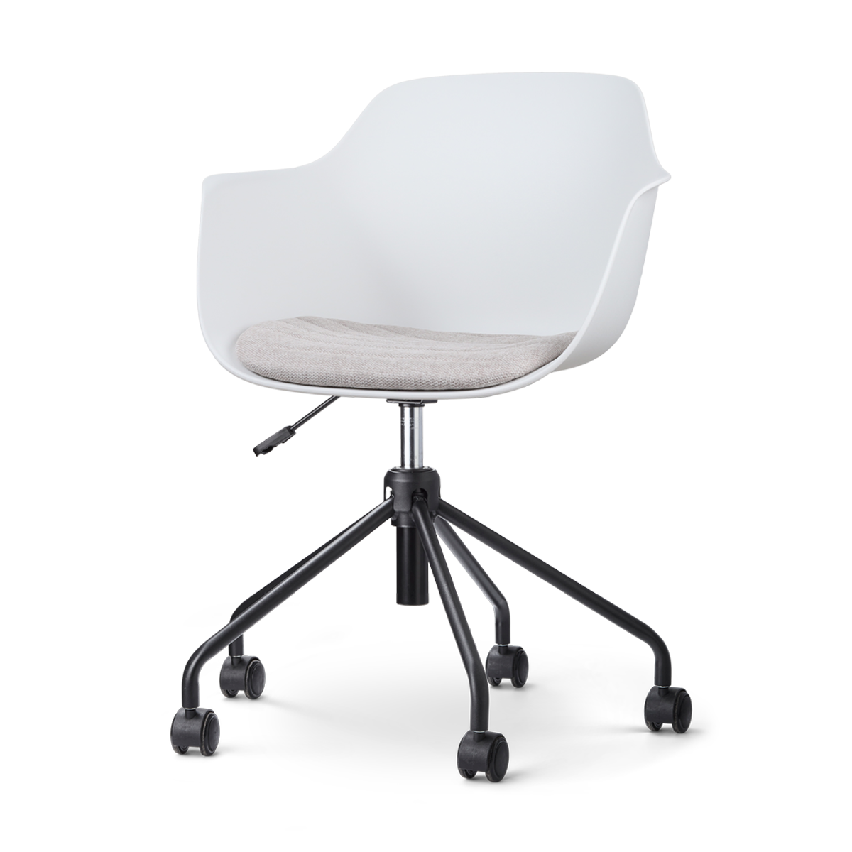 Nout-Liz bureaustoel wit met beige zitkussen - zwart onderstel
