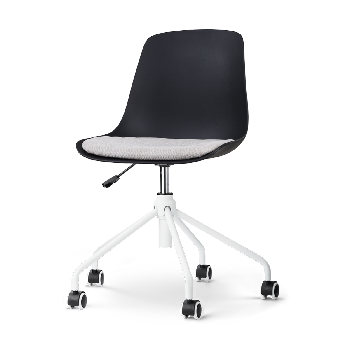Nout-Liv bureaustoel zwart met beige zitkussen - wit onderstel