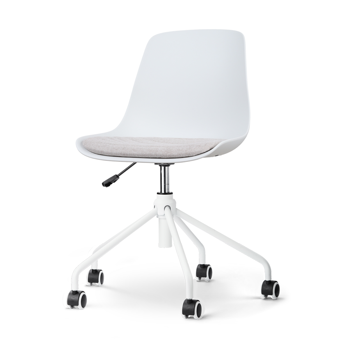 Nout-Liv bureaustoel wit met beige zitkussen - wit onderstel