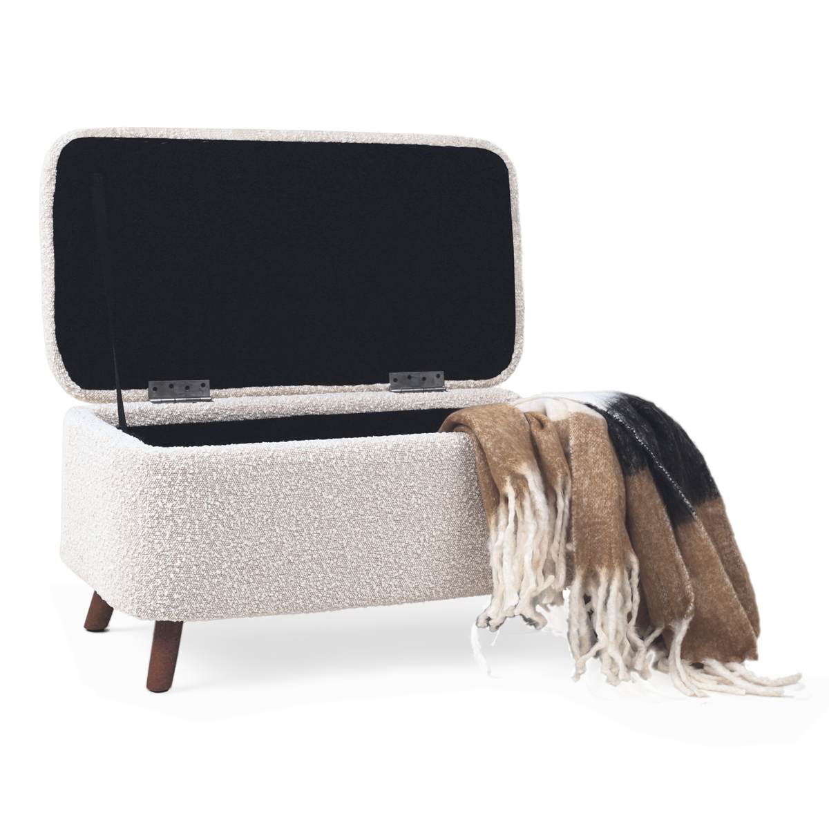 Julia bankje met opbergruimte bouclé beige - 83 x 41 cm