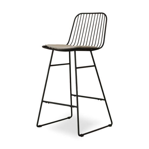 Pelle metalen barkruk zwart - met zitkussen - 65 cm