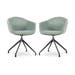 Nola-Otis draaibare eetkamerstoel zacht groen - zwart onderstel - set van 2