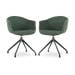 Nola-Otis draaibare eetkamerstoel donkergroen - zwart onderstel - set van 2