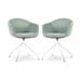 Nola-Otis draaibare eetkamerstoel zacht groen - wit onderstel - set van 2