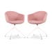 Nola-Otis draaibare eetkamerstoel zacht roze - wit onderstel - set van 2