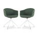Nola-Otis draaibare eetkamerstoel donkergroen - wit onderstel - set van 2