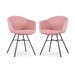 Noa-Otis eetkamerstoel zacht roze - zwart onderstel - set van 2