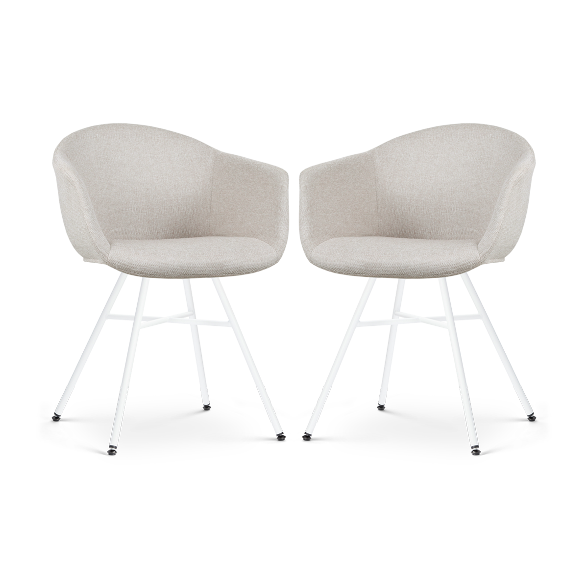 Noa-Otis eetkamerstoel beige - wit onderstel - set van 2