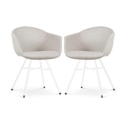 Noa-Otis eetkamerstoel beige - wit onderstel - set van 2