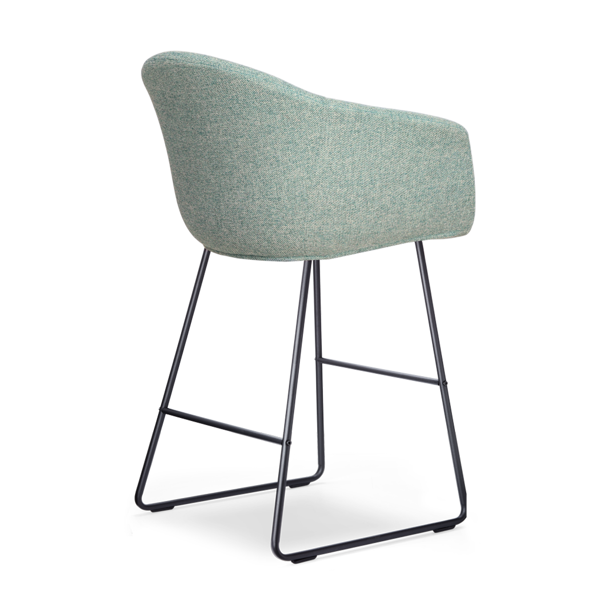 maatvoering van de Nino-Otis barkruk zacht groen - zwart onderstel - 65 cm - set van 2