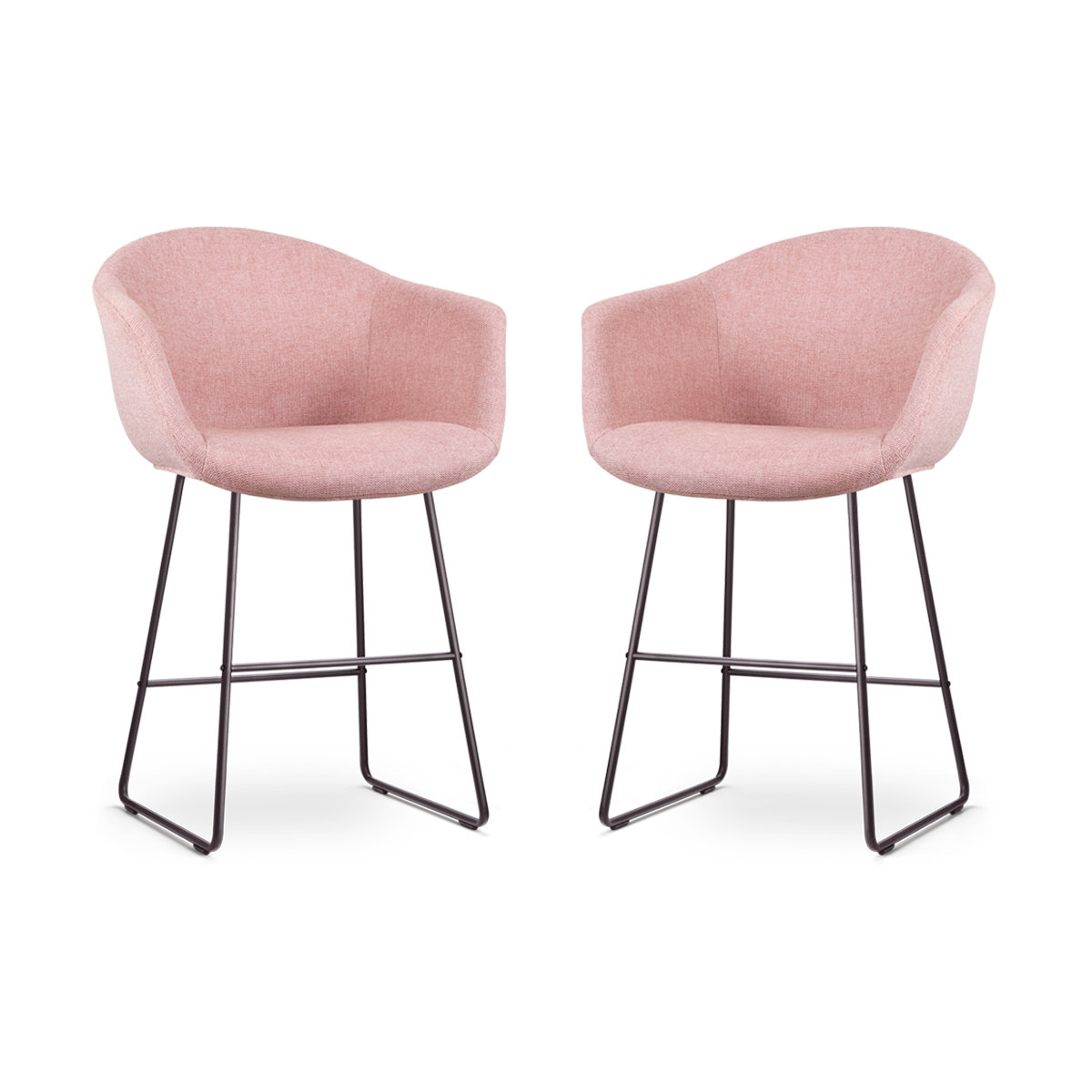 Nino-Otis barkruk zacht roze - zwart onderstel - 65 cm - set van 2