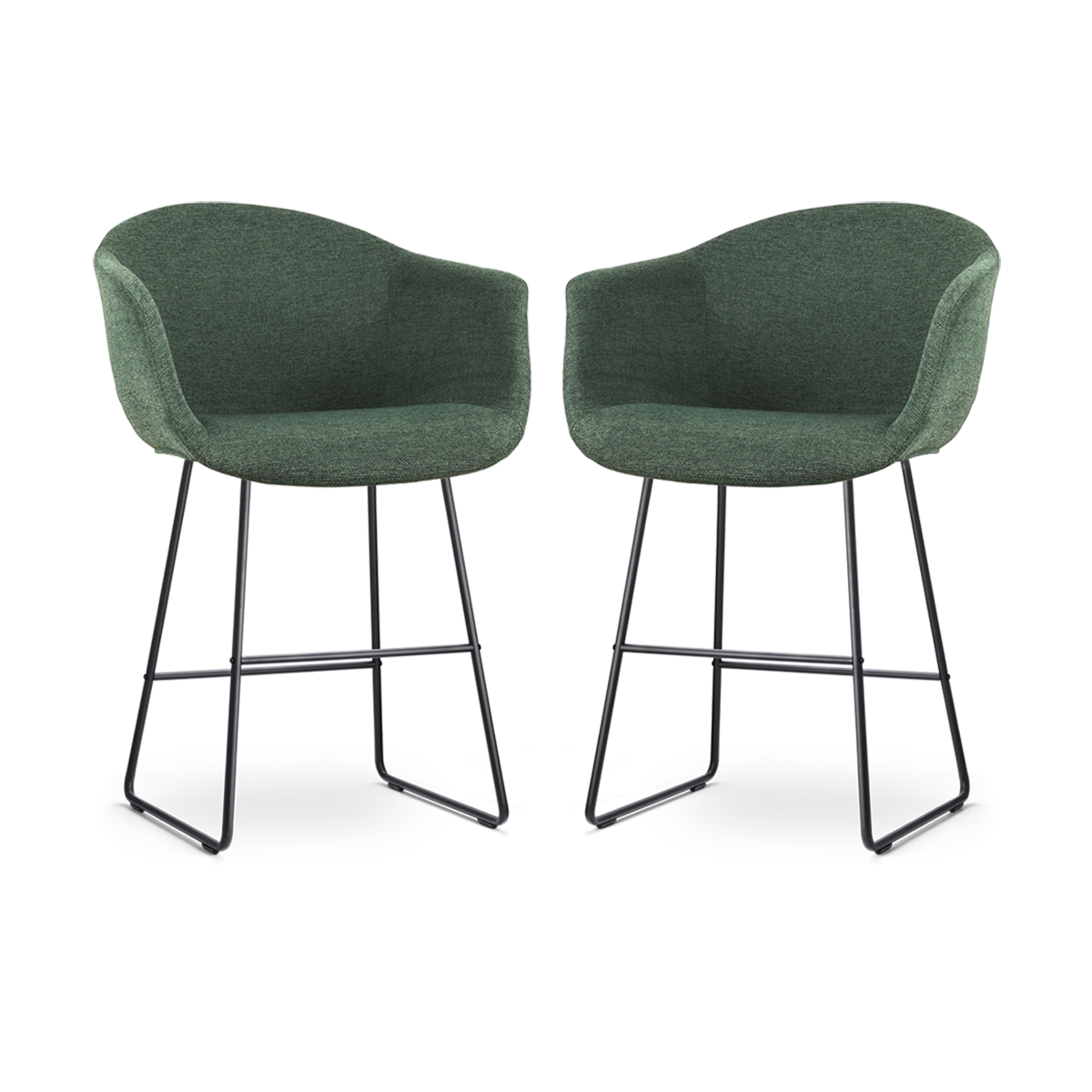 Nino-Otis barkruk donkergroen - zwart onderstel - 65 cm - set van 2
