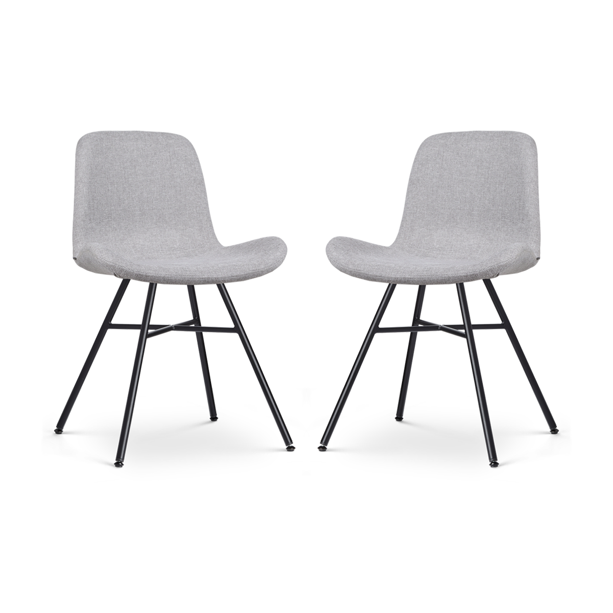 Noa-Fé eetkamerstoel lichtgrijs - zwart onderstel - set van 2