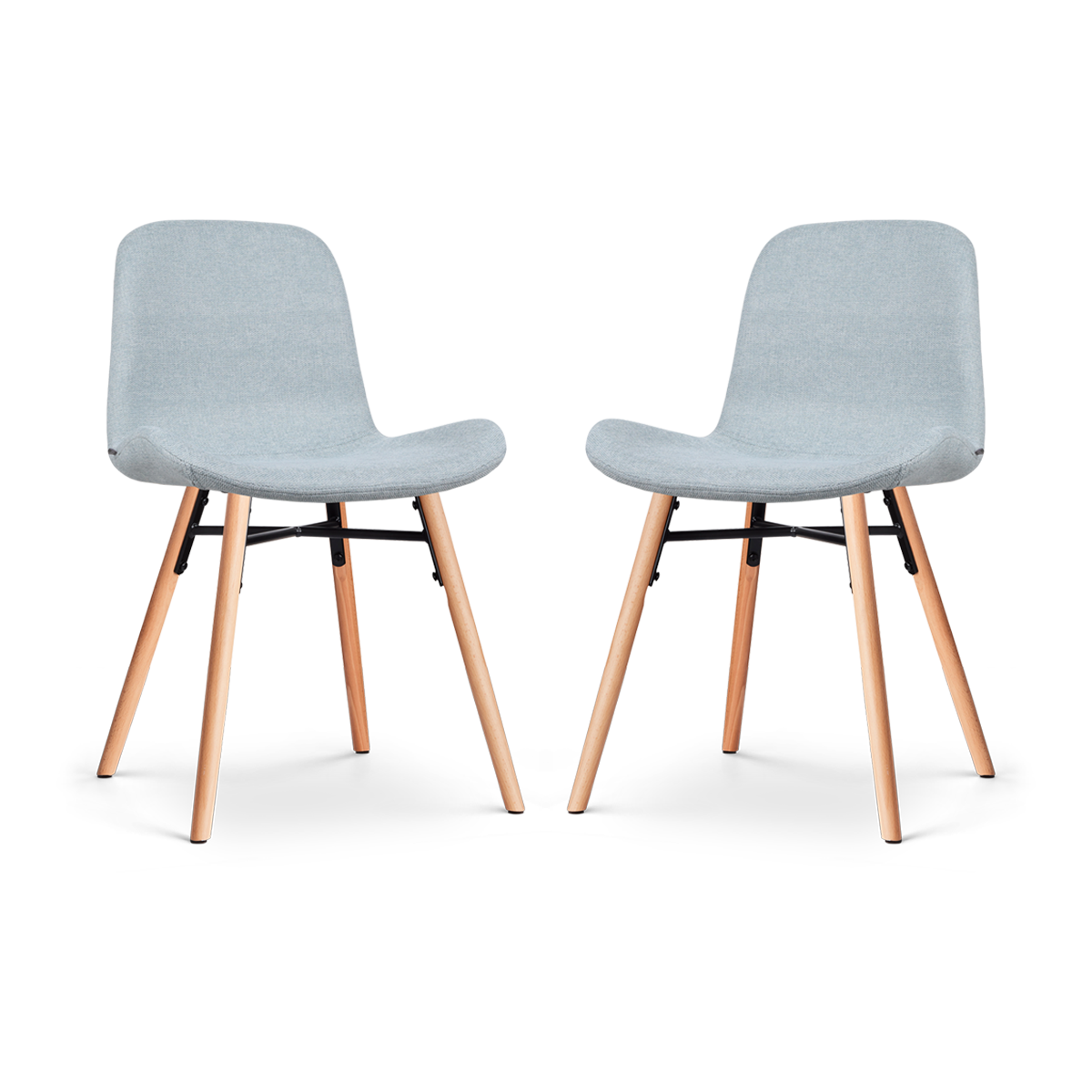 Nena-Fé eetkamerstoel lichtblauw - houten onderstel - set van 2