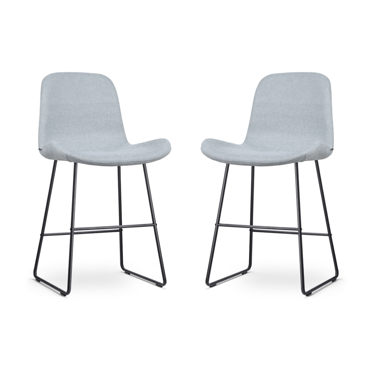 Nino-Fé barkruk lichtblauw - zwart onderstel - 65 cm - set van 2