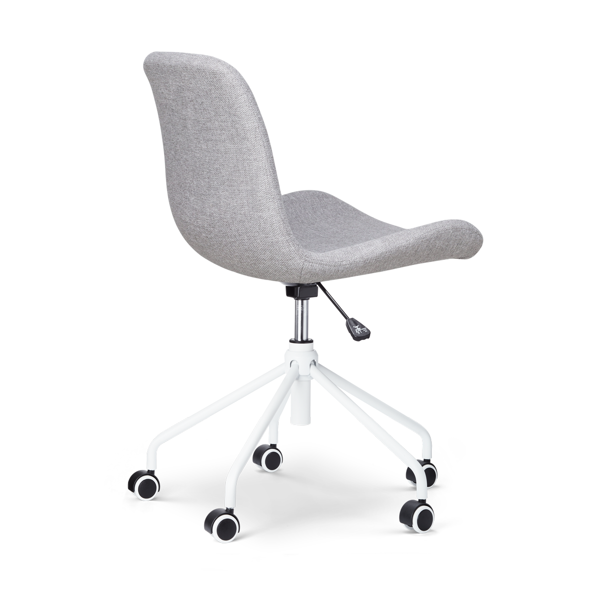 maatvoering van de Nout-Fé bureaustoel lichtgrijs - wit onderstel - set van 2