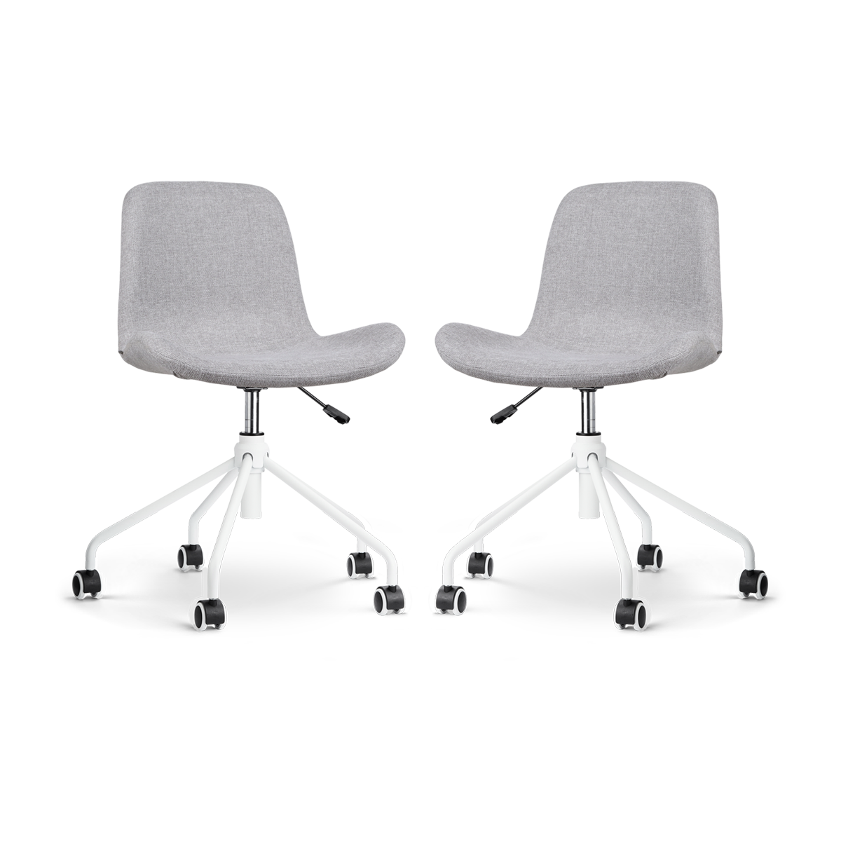 Nout-Fé bureaustoel lichtgrijs - wit onderstel - set van 2