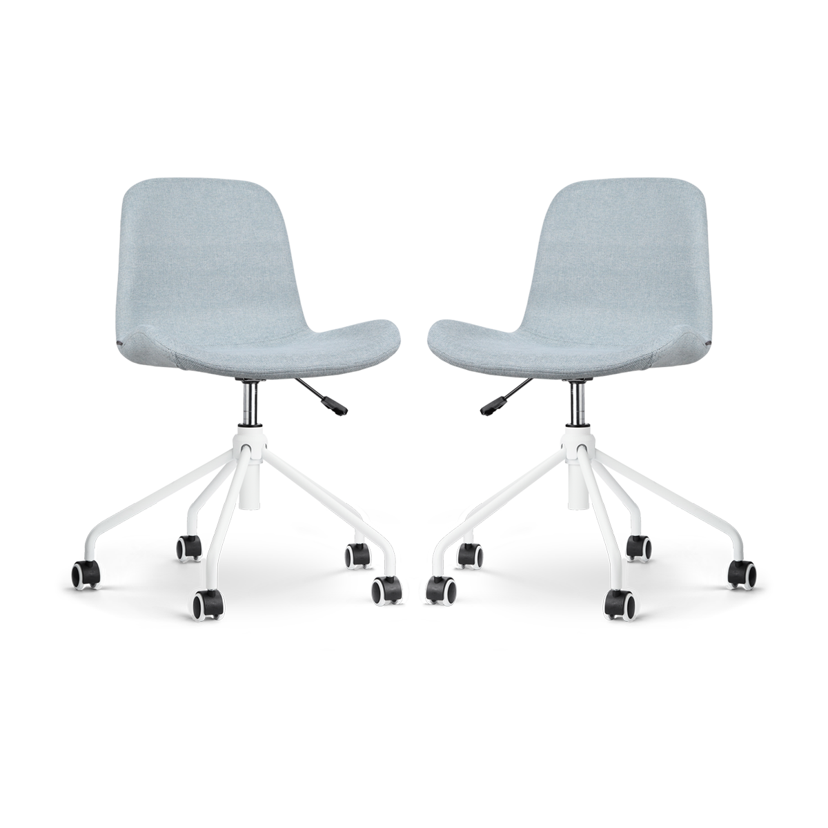 Nout-Fé bureaustoel lichtblauw - wit onderstel - set van 2