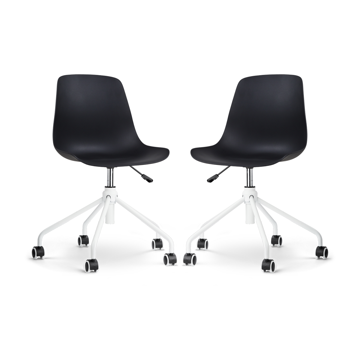 Nout-Pip bureaustoel zwart - wit onderstel - set van 2
