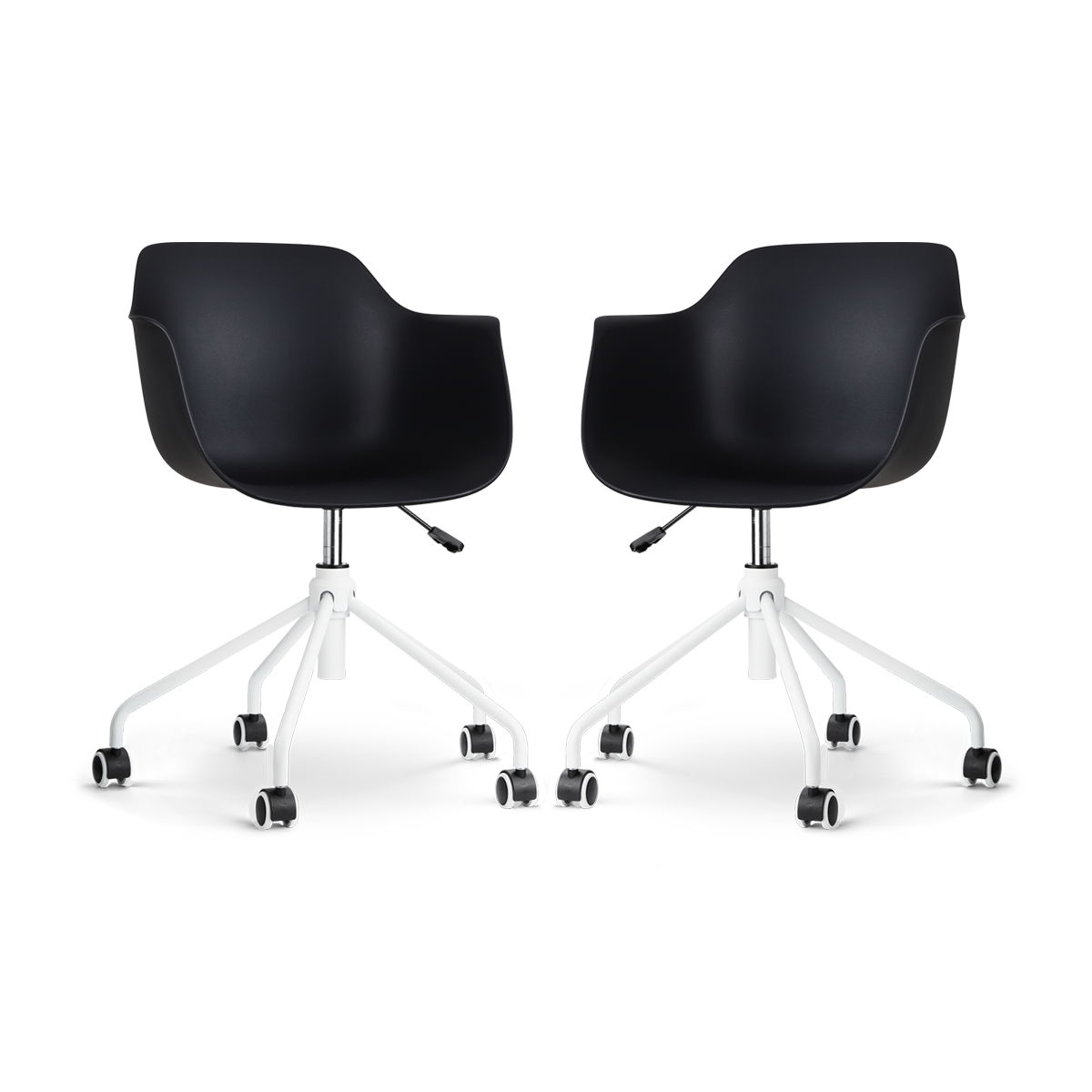 Nout-Puk bureaustoel zwart - wit onderstel - set van 2