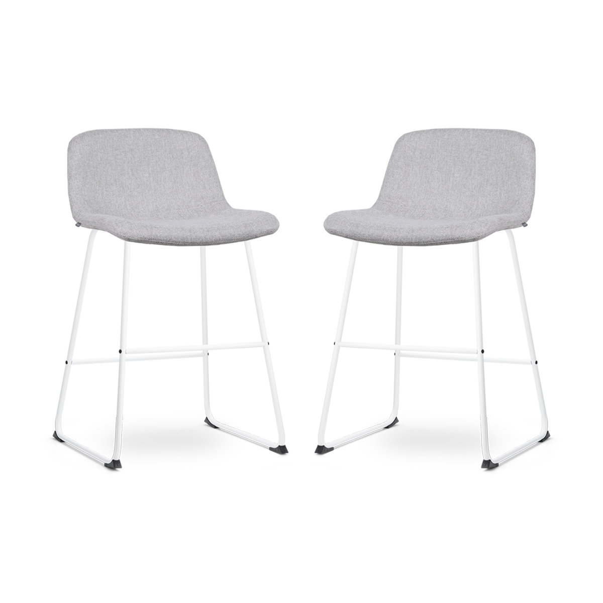 Nino-Mats barkruk lichtgrijs - wit onderstel - 65 cm - set van 2