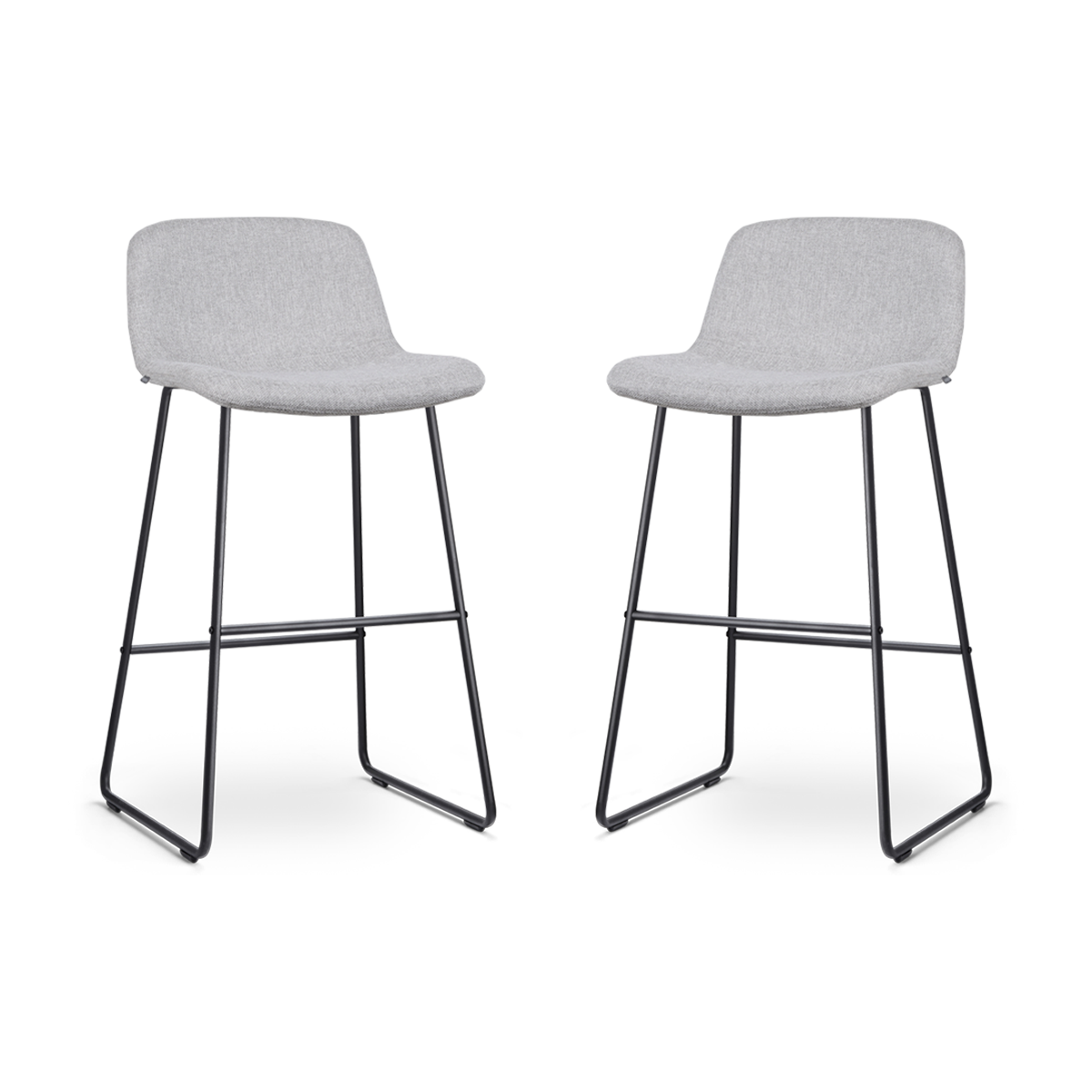 Nino-Mats barkruk lichtgrijs - zwart onderstel - 75 cm - set van 2