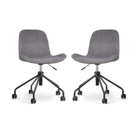 Nout-Fé bureaustoel velvet grijs - zwart onderstel - set van 2