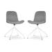 Nola-Fé draaibare eetkamerstoel velvet grijs - wit onderstel - set van 2