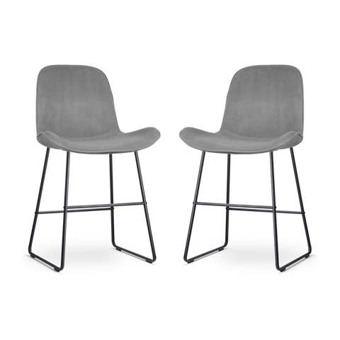 Nino-Fé barkruk velvet grijs - zwart onderstel - 65 cm  - set van 2