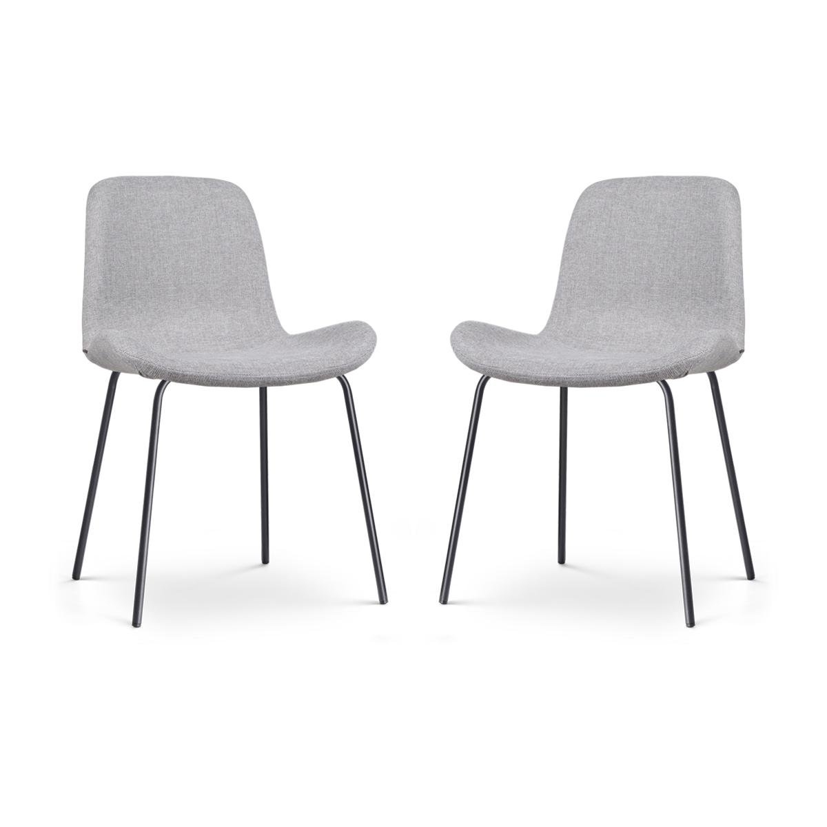 Nora-Fé eetkamerstoel lichtgrijs - zwart onderstel - set van 2