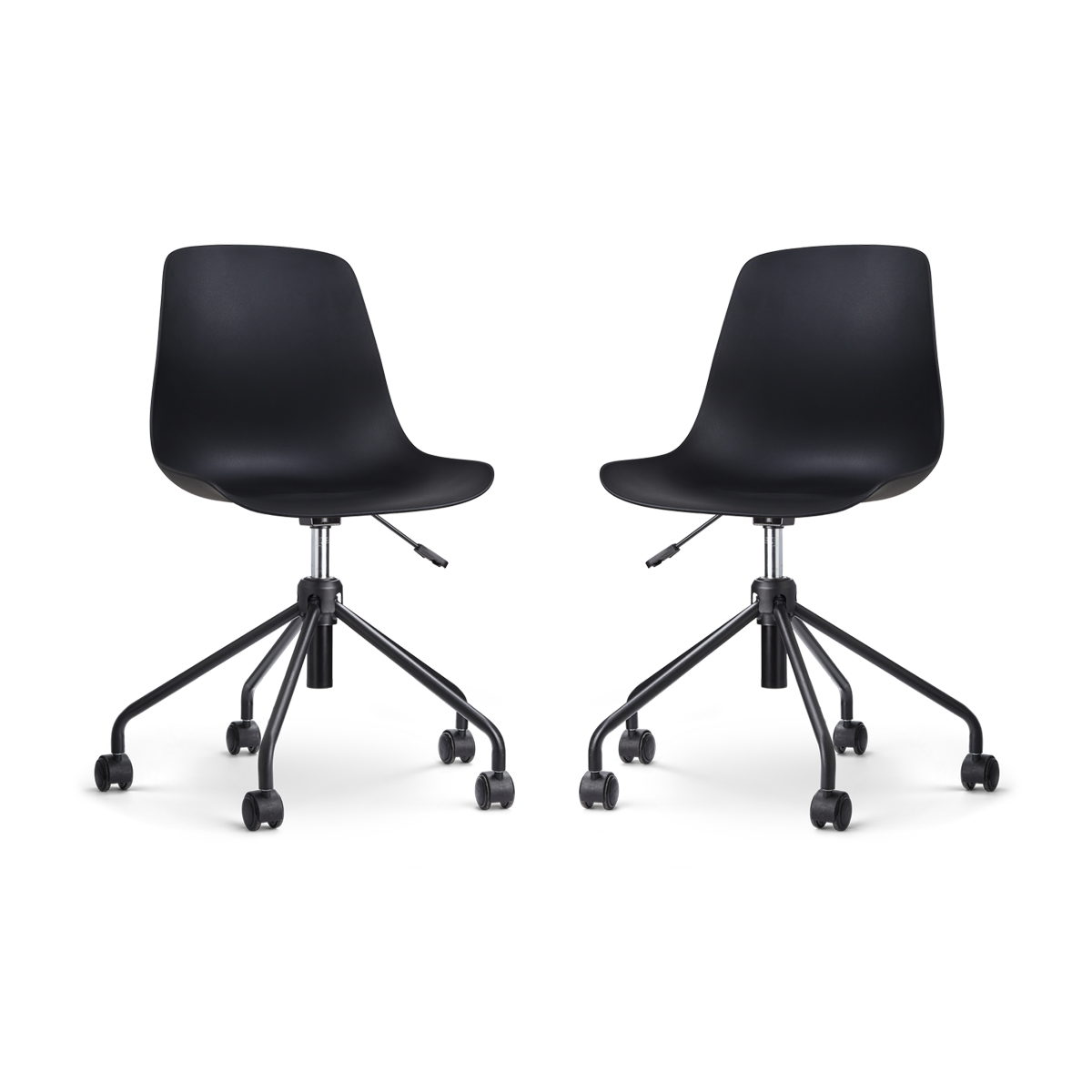 Nout-Pip bureaustoel zwart - zwart onderstel - set van 2